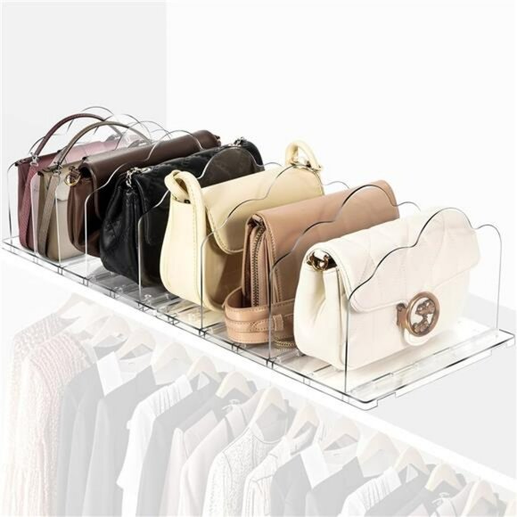 Clear Purse Organizer Closet Shelf Dividers Handbag Storage Holder Adjustable Se - Picture 1 of 7